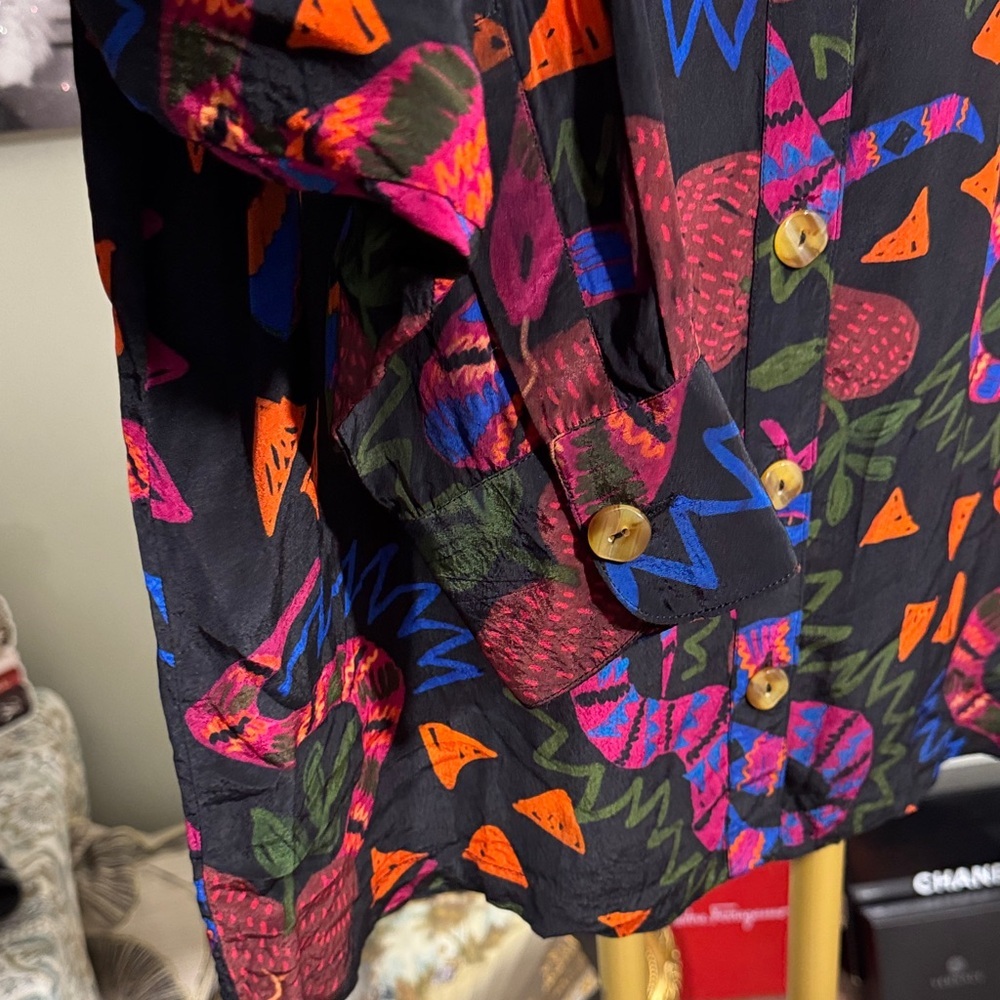 EUC FARM Rio 2PC Collared Shirt/Pants Vibrant Colors Snake Motif Gorgeous - Picture 5 of 15